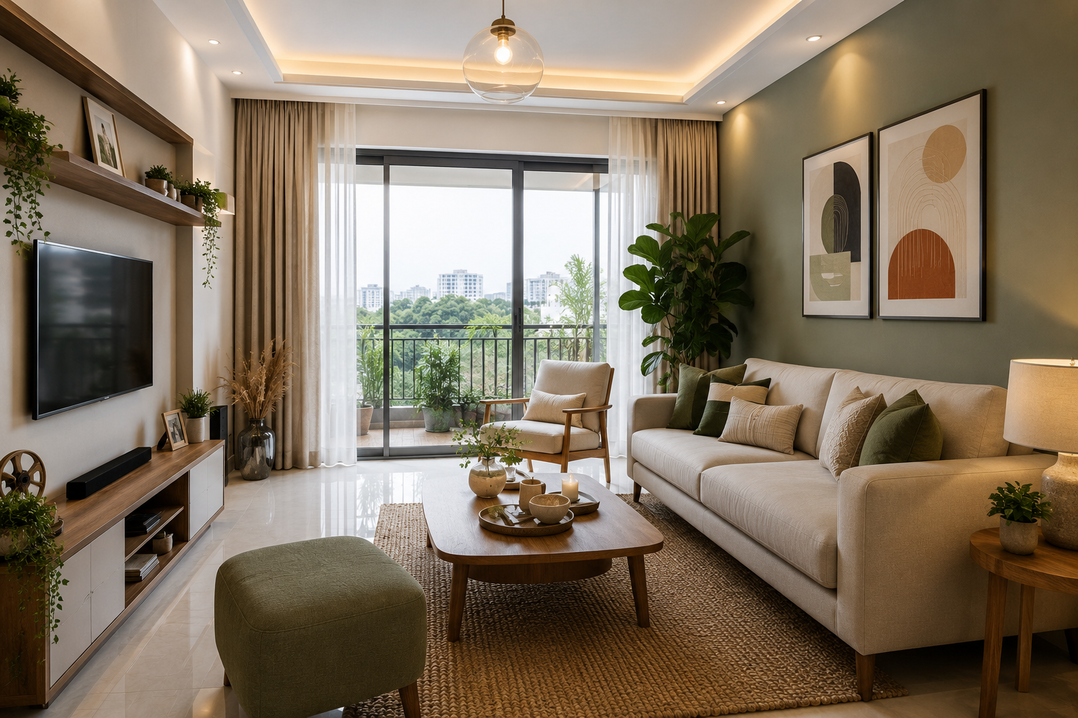 Contemporary 2 and 3 BHK apartment interior in Bangalore